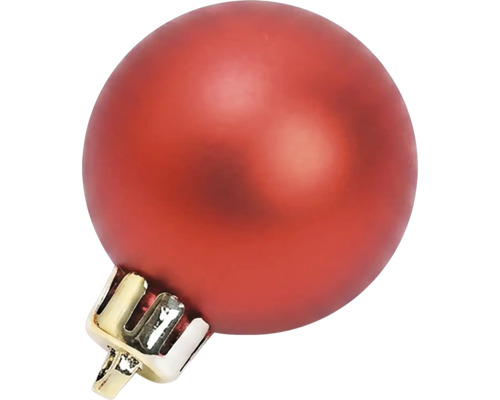 Matte rode kerstbal met gouden ophangkapje.