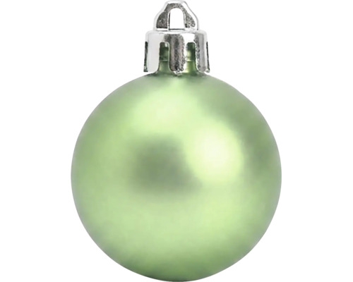 Lichtgroene matte kerstbal van glas met een zilverkleurig oogje.