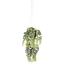 Kunsthangplant in zwarte pot met ophanging van jute touw.
