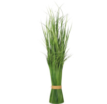 Kunstgrasbundel met groene sprieten, aan de onderkant samengebonden met een koord.