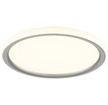 Ronde LED plafondlamp in plat ontwerp met grijs frame en wit lichtoppervlak.
