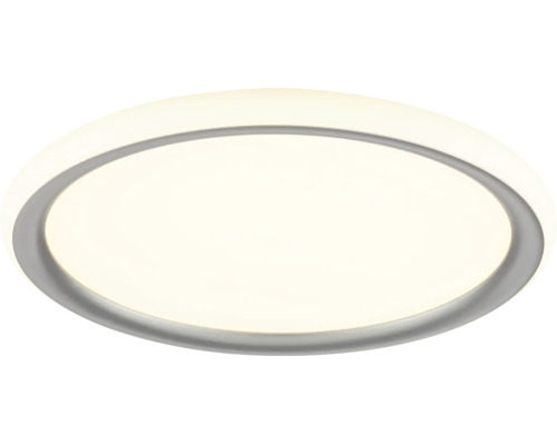 Ronde LED plafondlamp in plat ontwerp met grijs frame en wit lichtoppervlak.