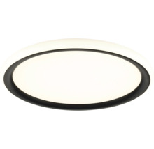 Ronde LED-plafondlamp met zwarte rand en wit lichtvlak.
