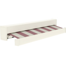 Gestreepte cassetteluifel met witte cassette.