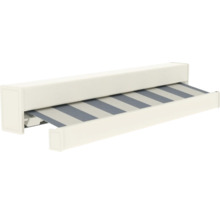 Cassettescherm met witte cassette en gestreepte stof