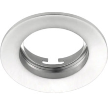 Ronde inbouwmodule voor inbouwspots, wit met staalkleurige binnenring, kantelbaar.