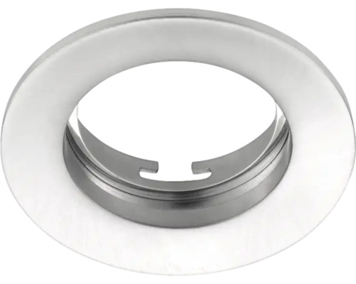 Ronde inbouwmodule voor inbouwspots, wit met staalkleurige binnenring, kantelbaar.