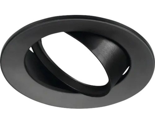 Inbouwspot behuizing, rond, kantelbaar, metaal, zwart.