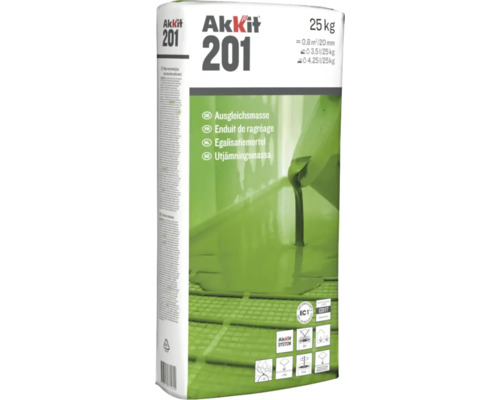 Akkit 201 egalisatiemortel, 25 kilogram, voor egale vloeren, zeer emissiearm.