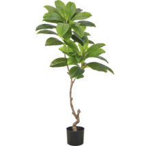 Kunstplant met brede bladeren in een zwarte plantenpot voor decoratie