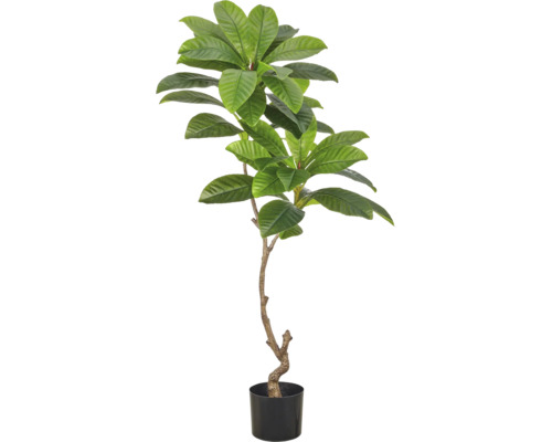 Kunstplant met brede bladeren in een zwarte plantenpot voor decoratie