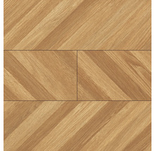 Laminaatvloer met houtlook en diagonaal nerfpatroon.
