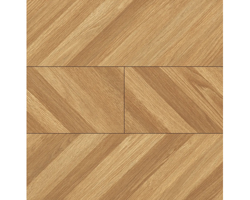Laminaatvloer met houtlook en diagonaal nerfpatroon.
