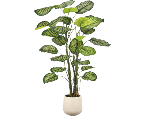 Kunstmatige Calathea plant met gedetailleerde bladeren in een eenvoudige sierpot voor decoratie.
