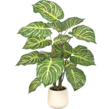 Kunstplant in pot met grote gestreepte bladeren voor interieurdecoratie