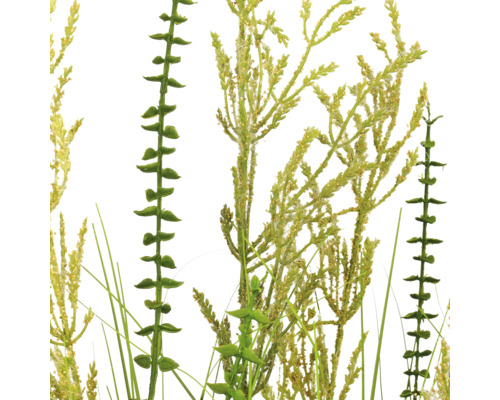 Kunstgrassen en plantstengels in diverse groentinten voor decoratieve doeleinden.