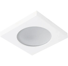 Witte vierkante LED-inbouwlamp met ronde lichtopening.