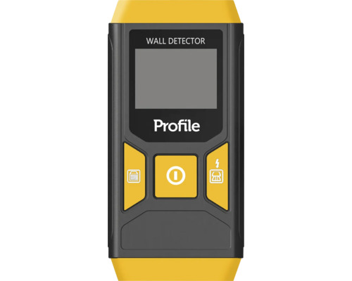 Profile wanddetector met digitaal display en knoppen voor het detecteren van leidingen en materialen.