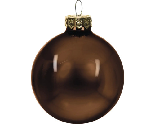 Glanzende bruine kerstbal met ophanglus.