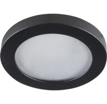 Ronde LED-inbouwspot met zwart frame en witte diffuser.