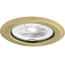 Ronde LED-inbouwspot van metaal in messing-look voor plafondmontage.