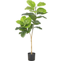 Kunstplant Ficus met grote groene bladeren in een zwarte pot.