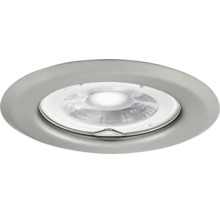 Ronde metalen inbouwspot met gestructureerde lichtbron en borgring.