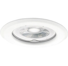 Ronde LED inbouwspot met helder gefacetteerd glas en een plat ontwerp voor plafondmontage.