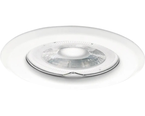 Ronde LED inbouwspot met helder gefacetteerd glas en een plat ontwerp voor plafondmontage.