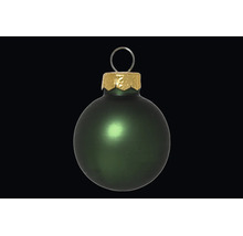 Kerstbal van mat glas in groen met een gouden kapje en oogje