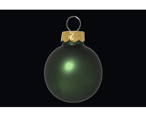 Kerstbal van mat glas in groen met een gouden kapje en oogje