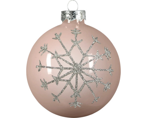Glanzende kerstbal met een zilveren sneeuwvlok van glitters.