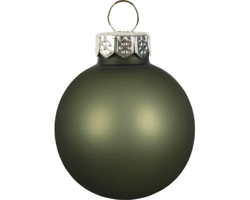 Matte donkergroene kerstbal met zilverkleurige dop en ophangoog.
