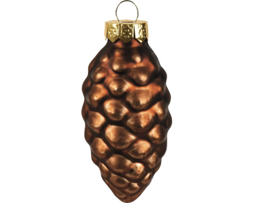 Kerstbal van glas in de vorm van een dennenappel met glanzende afwerking en ophangoog.