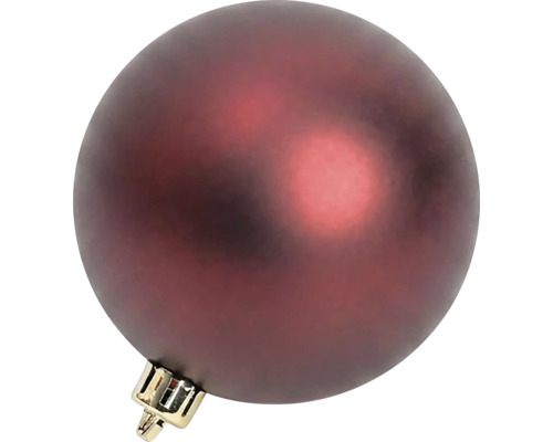 Donkerrode matte kerstbal met goudkleurig ophangoogje.