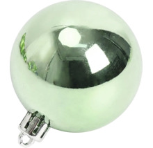 Glanzende kerstbal in mintgroen met zilverkleurig kapje.