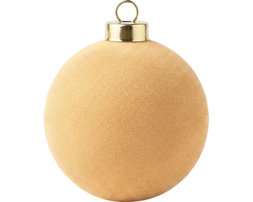 Kerstbal met fluweelachtige textuur en metalen oogje voor ophanging.