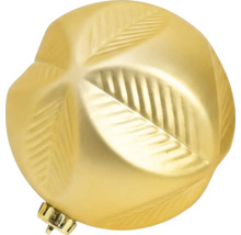 Gouden kerstbal met een reliëf van bladeren.