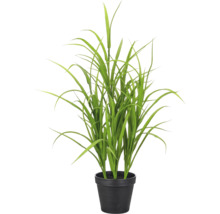 Kunstgras plant in zwarte pot met lange groene sprieten.