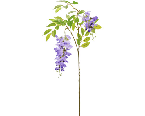 Kunsttak blauwe regen met paarse bloemen en groene bladeren.