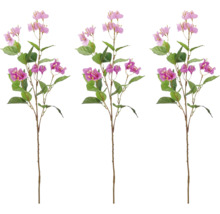 Kunstmatige Bougainvillea-tak met groene bladeren en roze bloemen voor decoratie.