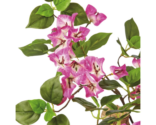 Kunstmatige Bougainvillea met roze-witte bloemen en groene bladeren.