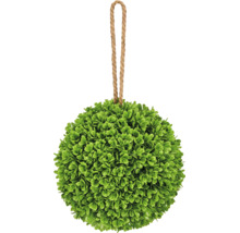 Kunstmatige buxusbol met jute ophangkoord voor decoratie binnen en buiten.