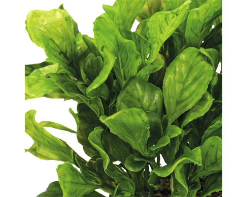 Kunstplant van kunststof met dicht groen gebladerte in basilicumlook.