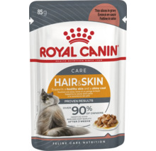 Royal Canin natvoer voor katten Hair en Skin Care, zakje van 85 gram voor gezonde huid en glanzende vacht.