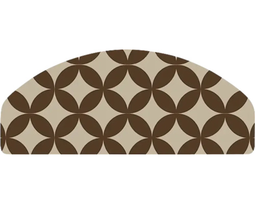 Halfronde trapmat met geometrisch cirkelpatroon.