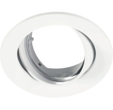 Ronde witte inbouwspotring, kantelbaar.