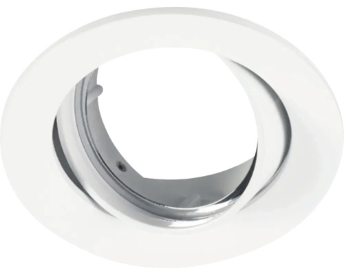 Ronde witte inbouwspotring, kantelbaar.