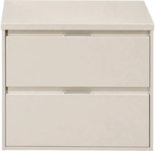 Ladenkast met twee laden en smalle handgrepen in beige.
