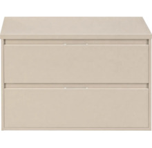 Wastafelonderkast met twee laden en smalle handgrepen in beige
